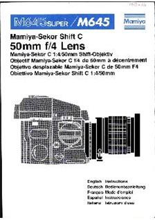 Mamiya M 645 - System manual. Camera Instructions.